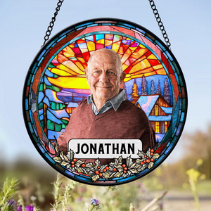 Custom Photo and Name Grandparent Memorial Stained Glass Suncatcher HA75 897150