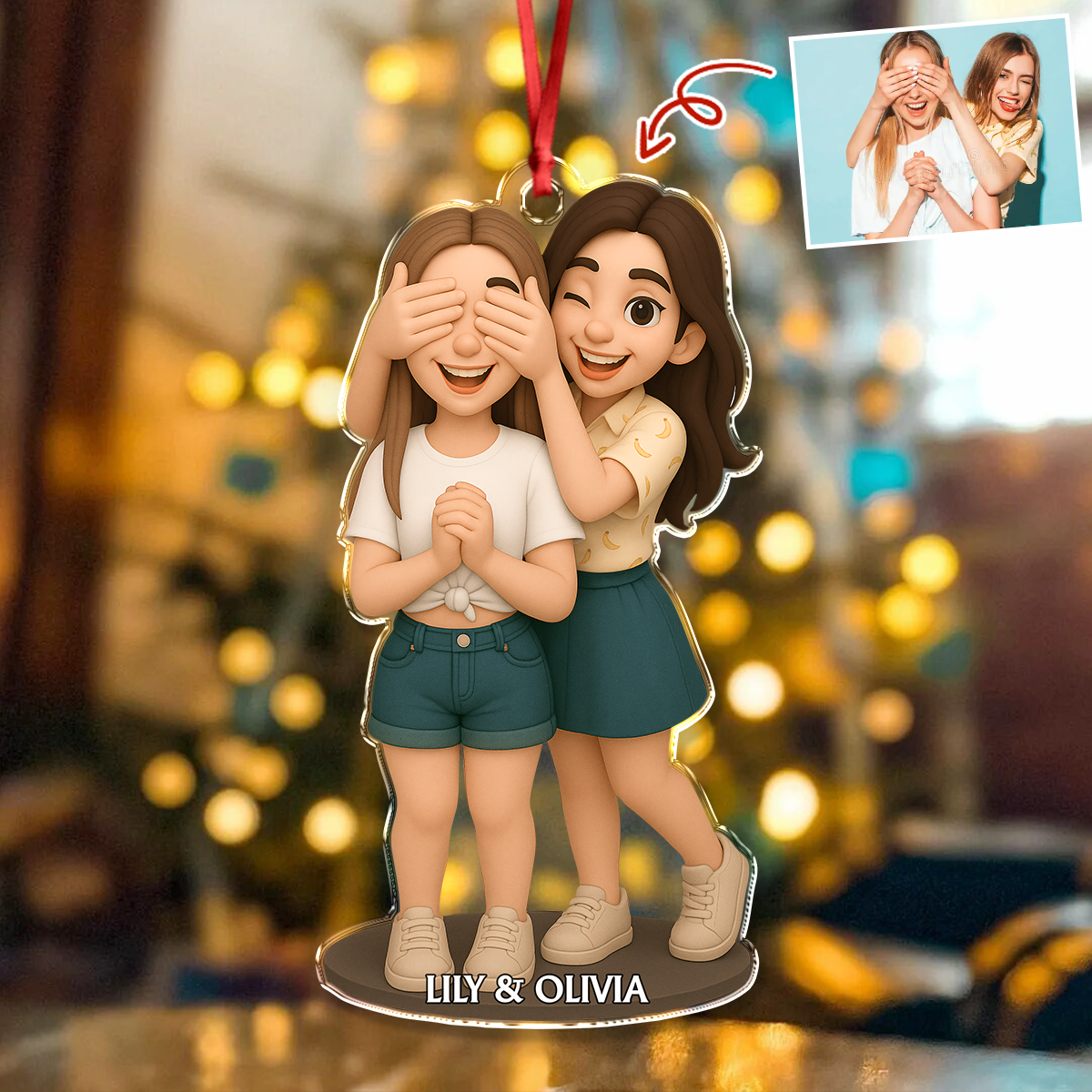 Custom Bestie Photo 3D Effect Figure For Christmas Acrylic Ornament LM32 895905