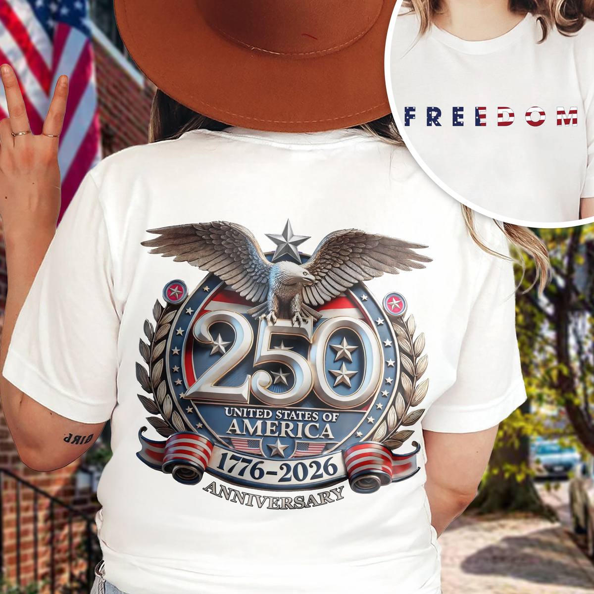 Freedom USA Eagles 250th Anniversary 1776-2026 Bright Front And Back Shirt LM32 899047