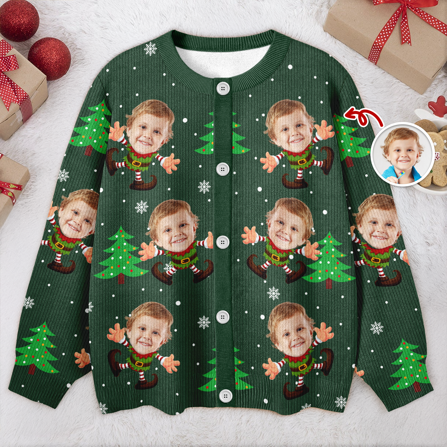Custom Face Xmas Elves Cardigan Gift For Family HO82 900270