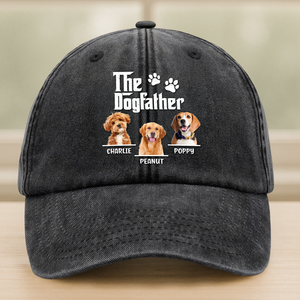 Custom Dog Photo The Dog Father Washed Denim Baseball Cap Gift For Father's Day, Dog Dad HO82 893956