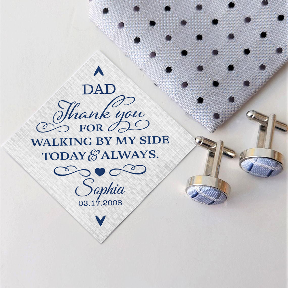Custom Name Dad Thank You For Walking By My Side Today & Always Tie Patch For Men - Wedding Gift for Dad LM32 899487