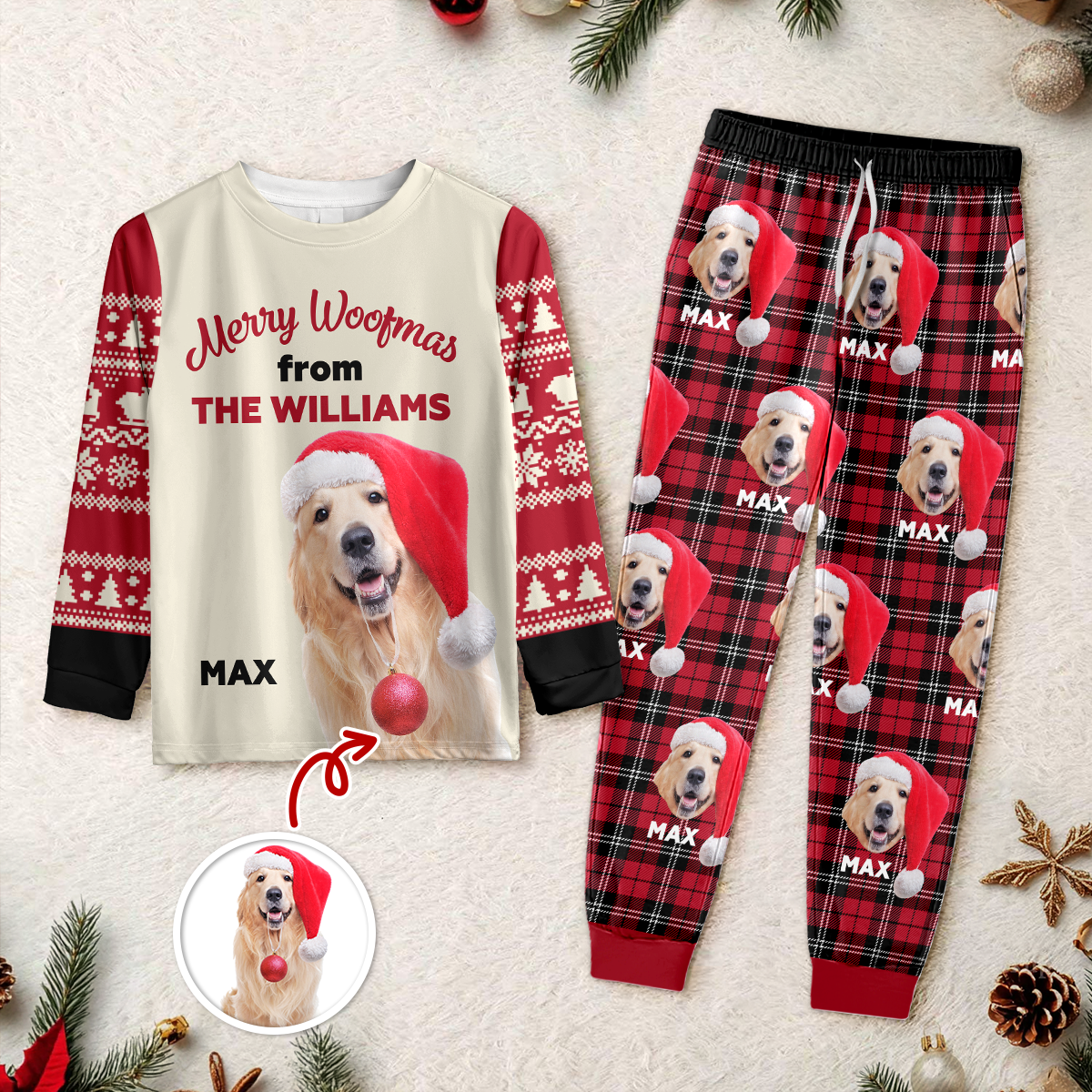 Custom Photo Merry Woofmas Sleepwear For Dog Lovers LM32 895581