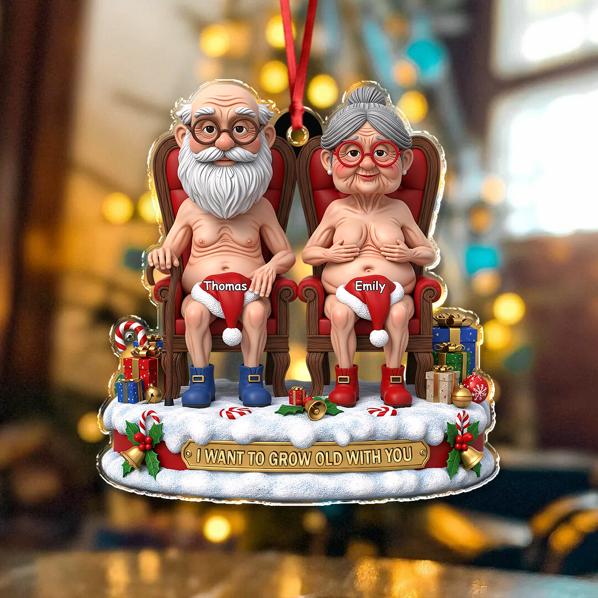 I Want To Grow Old With You Acrylic Ornament Christmas Gift For Couples HO82 900218