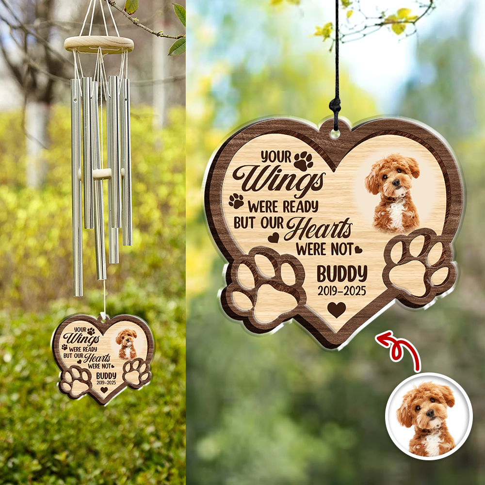 Custom Photo You Left Paw Prints On My Heart Memorial Acrylic Wind Chimes TH10 894285