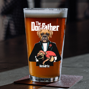Custom Dog Photo The Dogfather Print Beer Glass Personalized Gift For Dog Dad HO82 893872