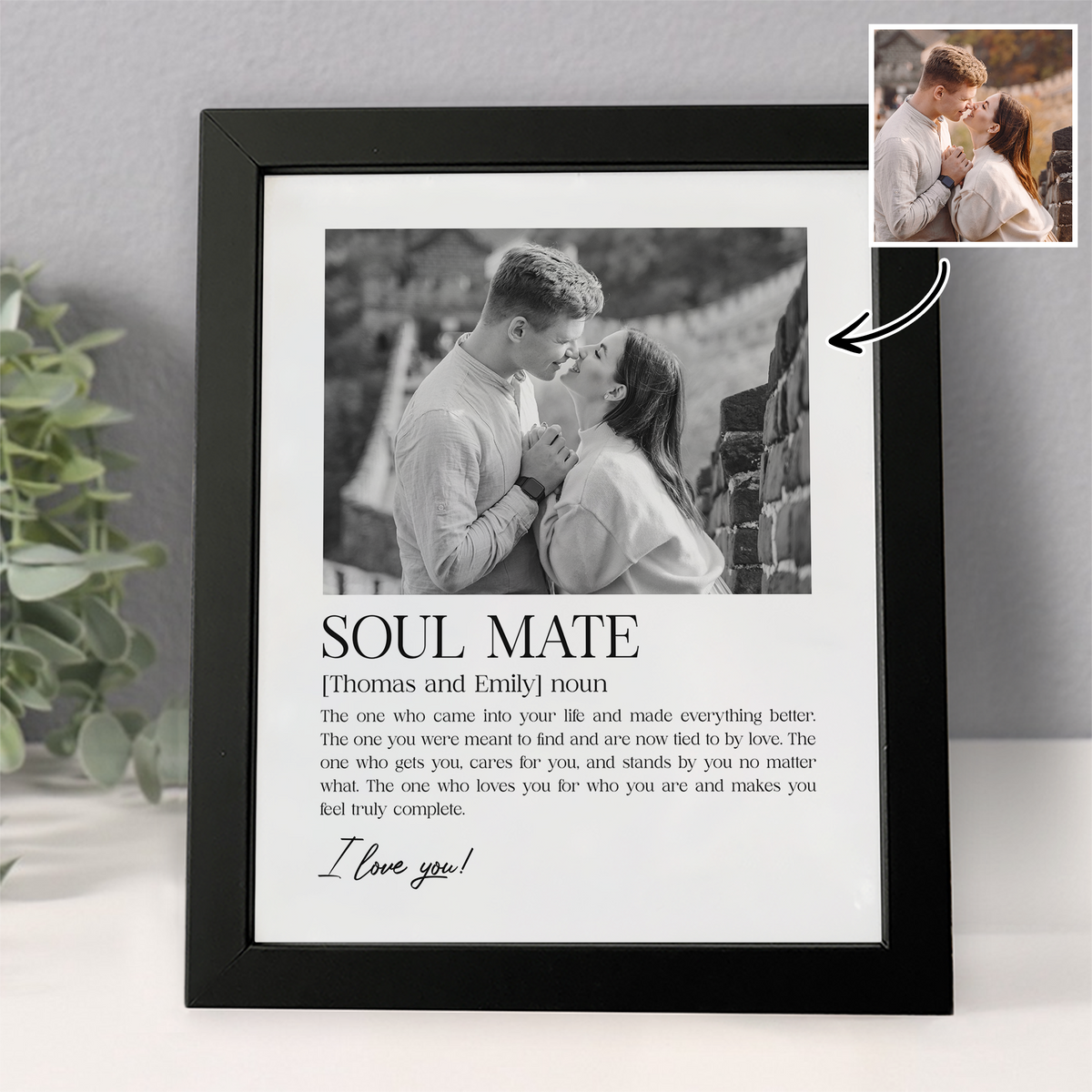 Custom Photo Soul Mate Personalized Picture Frame Couple Anniversary Gift, Valentines Day Gift HA75 920094