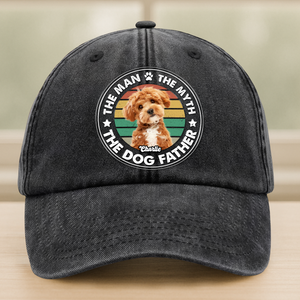Custom Photo The Man The Myth The Dog Father Washed Denim Baseball Cap CH07 895864