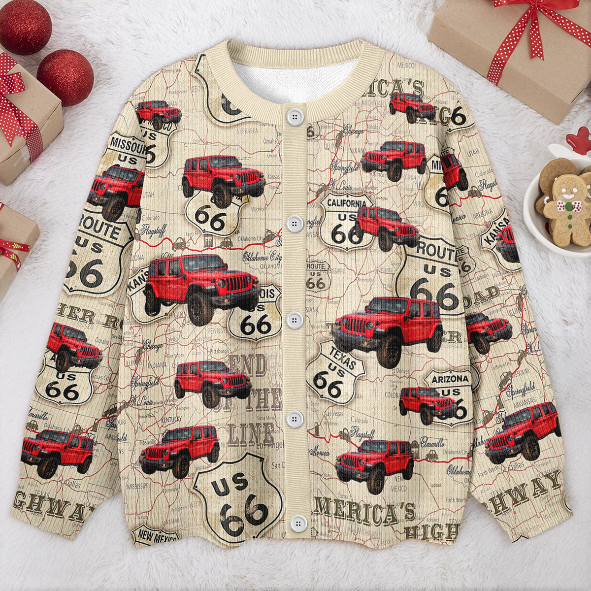Custom Car Photo Route 66 Vintage Cardigan For Car Lover CH07 899814