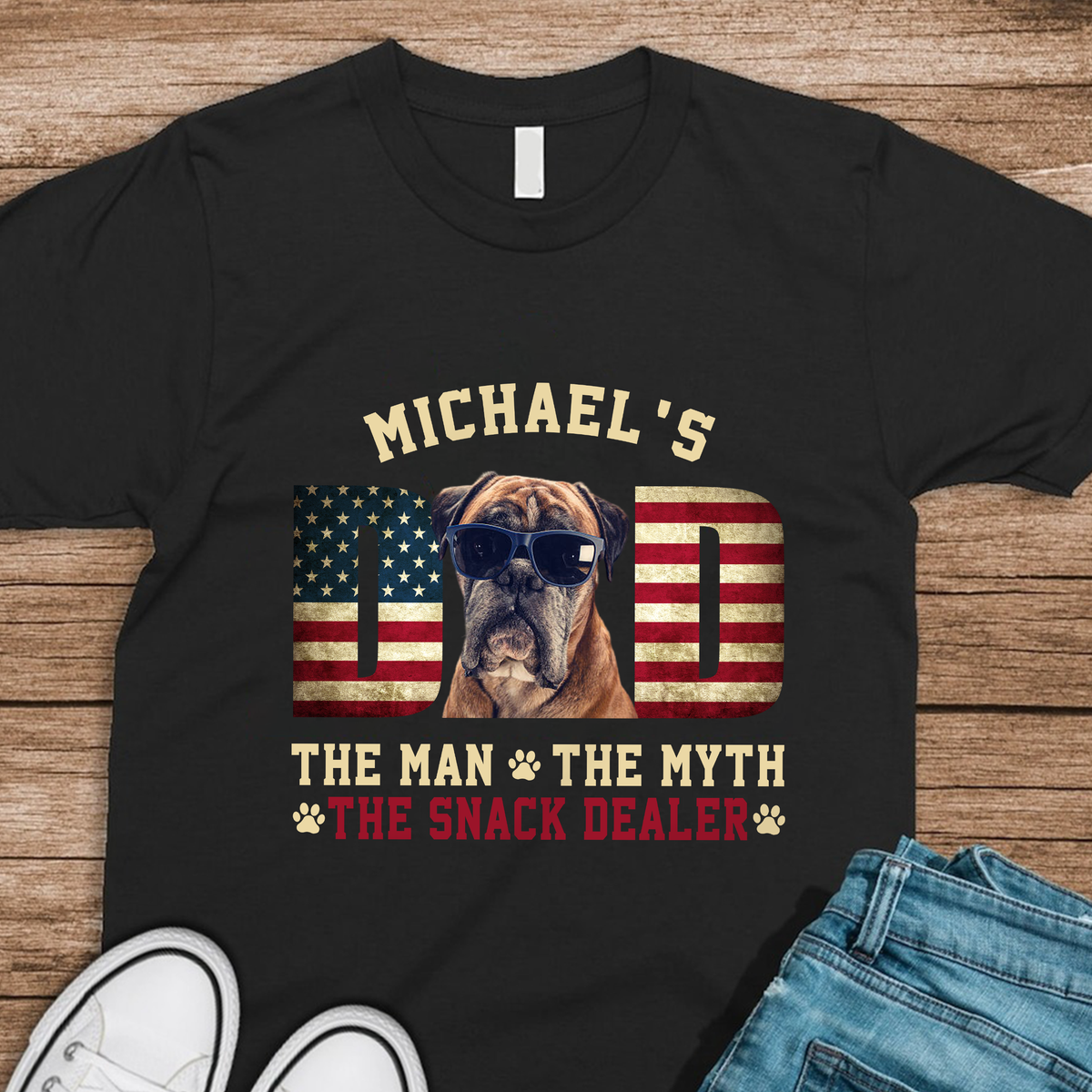 Custom Photo Dog - Dog's Dad The Man The Myth The Dealer American Flag Dad Shirt HA75 892440