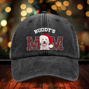 Custom Photo Dog Cat Dad Mom With Christmas Washed Denim Baseball Cap Gift For Dad Mom On Christmas HO82 894346