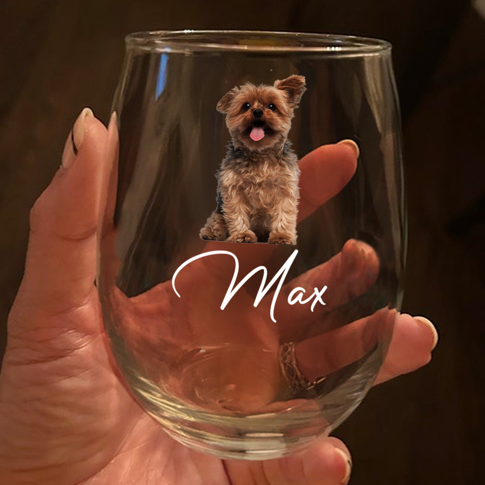 Custom Dog Photo Wine Glass – Personalized Gift for Pet Lover TH10 169089