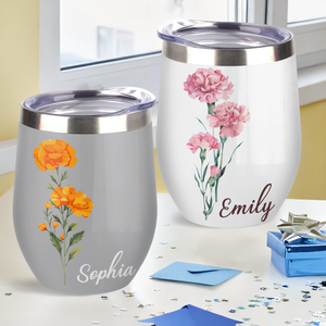 Personalized Flower With Name Wine Tumber Gift For Mom LM32 895375