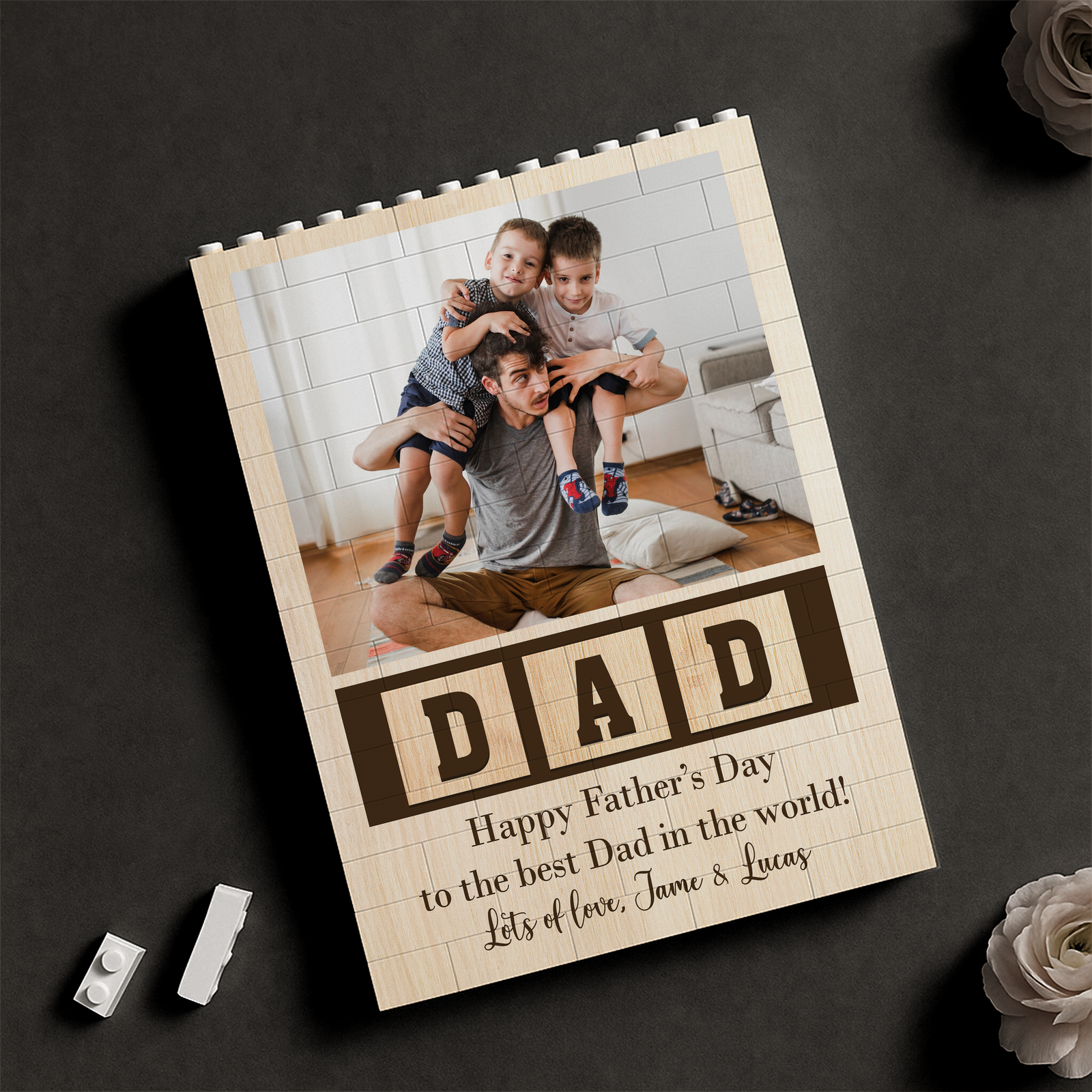 Custom Photo Happy Father's Day To The Best Dad Building Brick Blocks LM32 893561