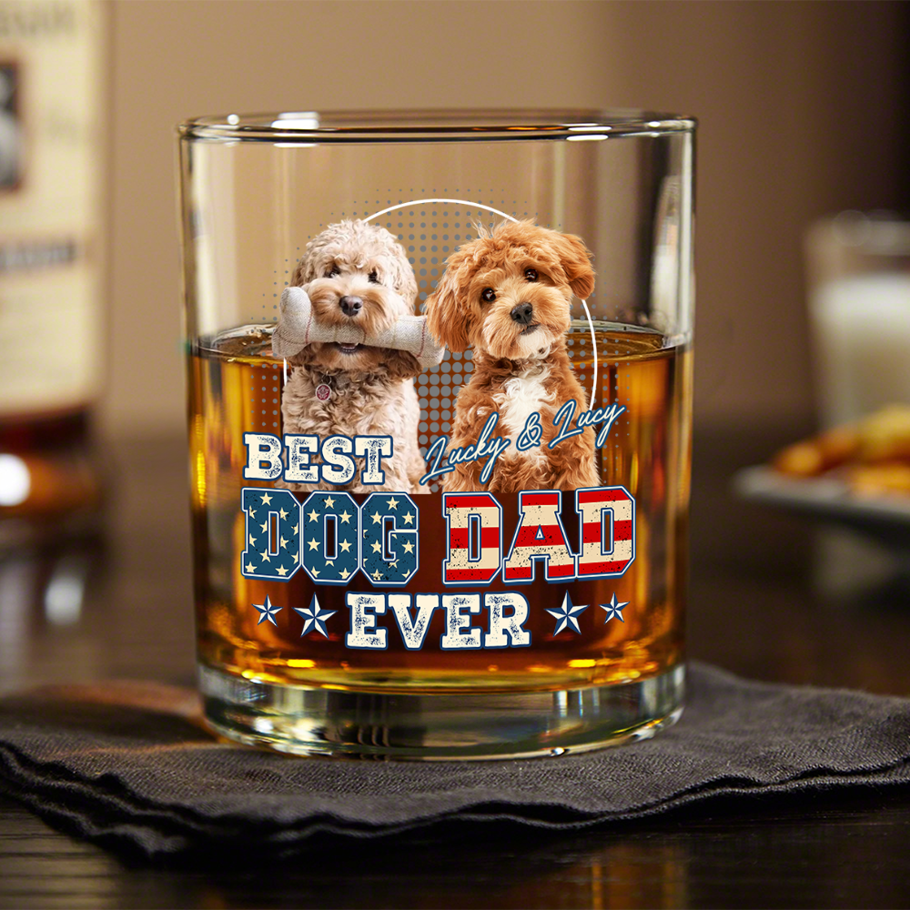 Custom Photo Best Dog Dad Ever Dog Whiskey Glass Gift For Dad HO82 893930