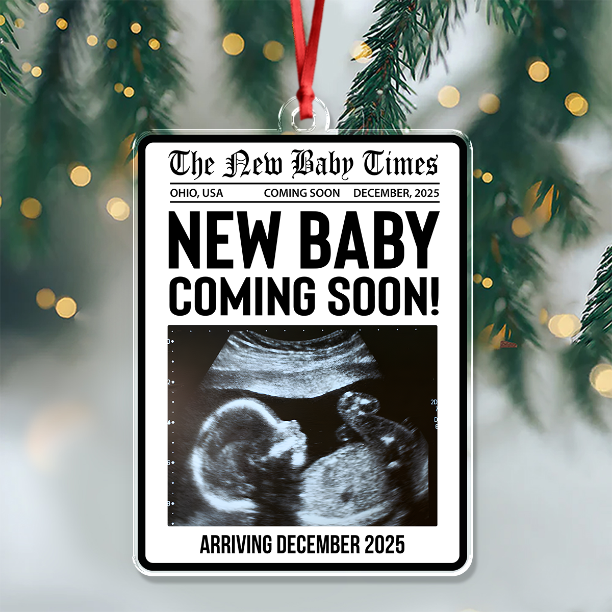 Custom Photo New Baby Coming Soon Acrylic Ornament Christmas Gift For Family HO82 894752