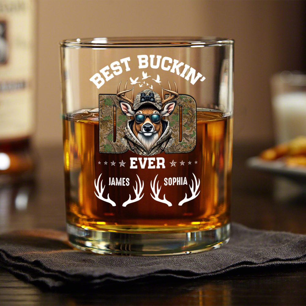 Best Buckin' Dad Hunter Whiskey Glass Personalized Gift For Hunter, Dad HO82 893806
