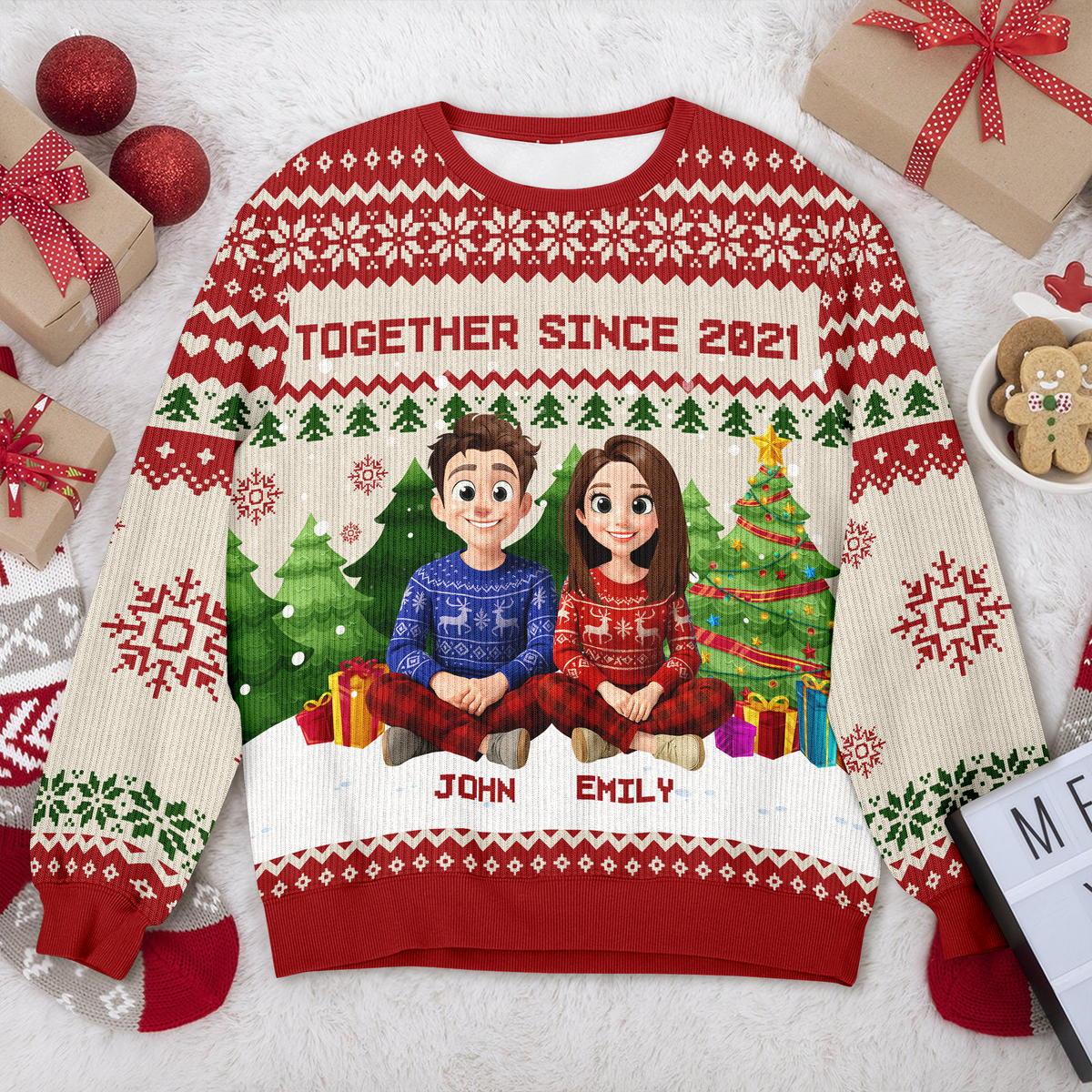 Personalized 3D Cute Couple Together Since Love Each Other Ugly Sweater LM32 897161