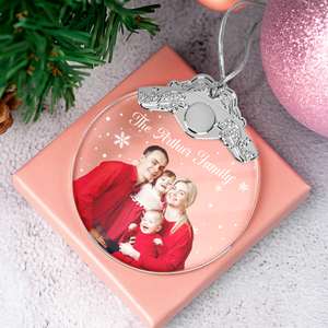 Custom Photo Family Metal Glass Ornament For Christmas HA75 892858