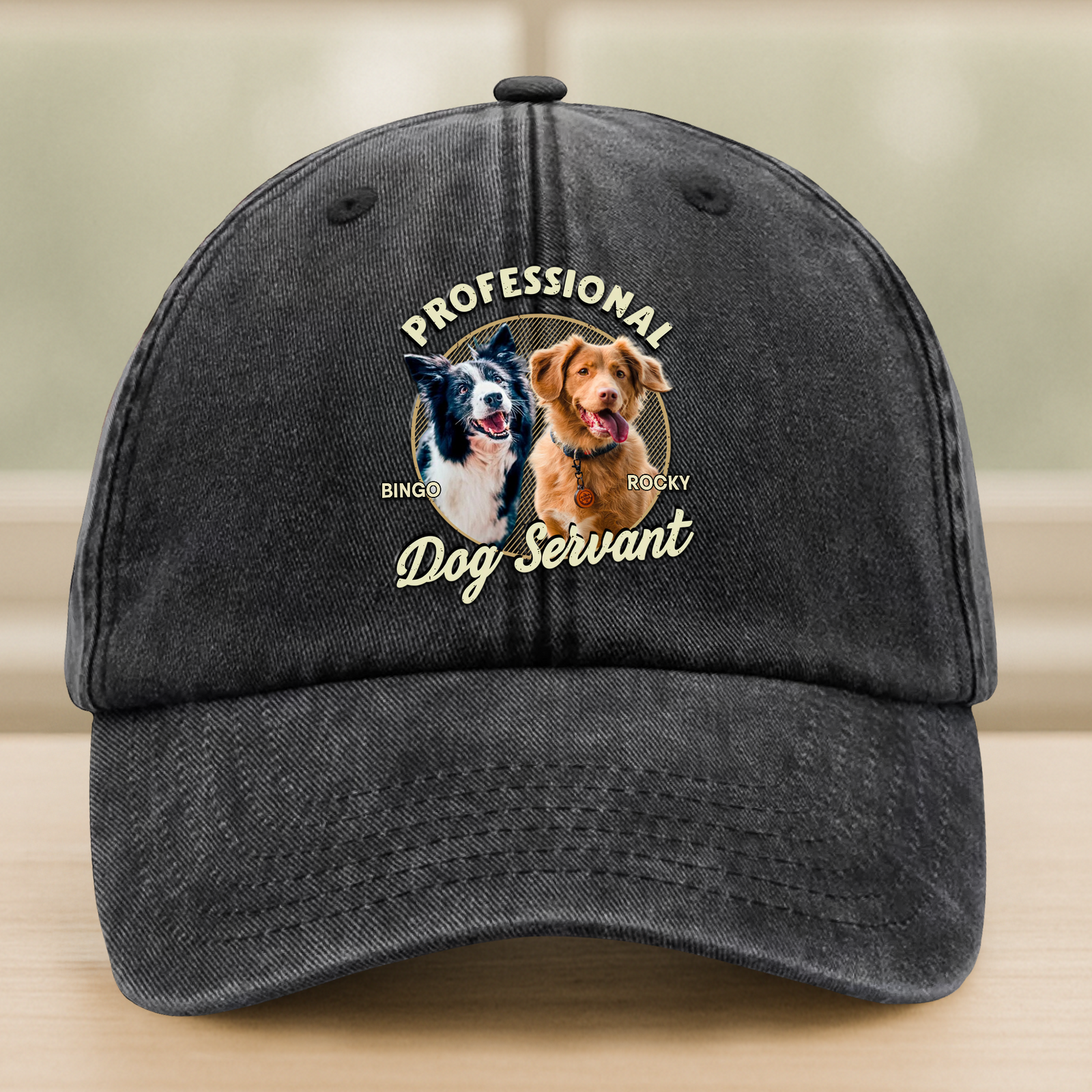 Custom Photo Servant Of Dog Cat Washed Denim Baseball Cap Gift For Dog Cat Lovers HO82 893960