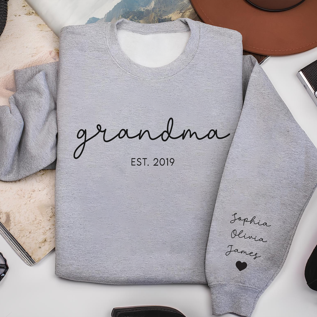 Personalized Mama Est with Kid Names Sleeve Printed Sweatshirt Gift for Mom LM32 899103