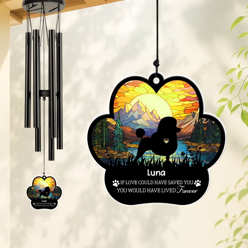 Custom Name And Dog Forever In My Heart Dog Memorial Acrylic Wind Chimes LM32 893763