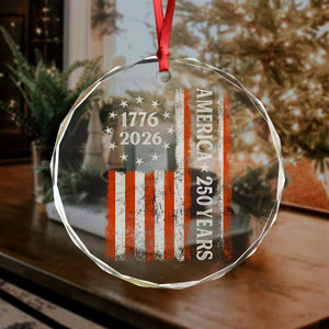 250 Years America Flag 250th Birthday 1776-2026 Glass Ornament HO82 894792