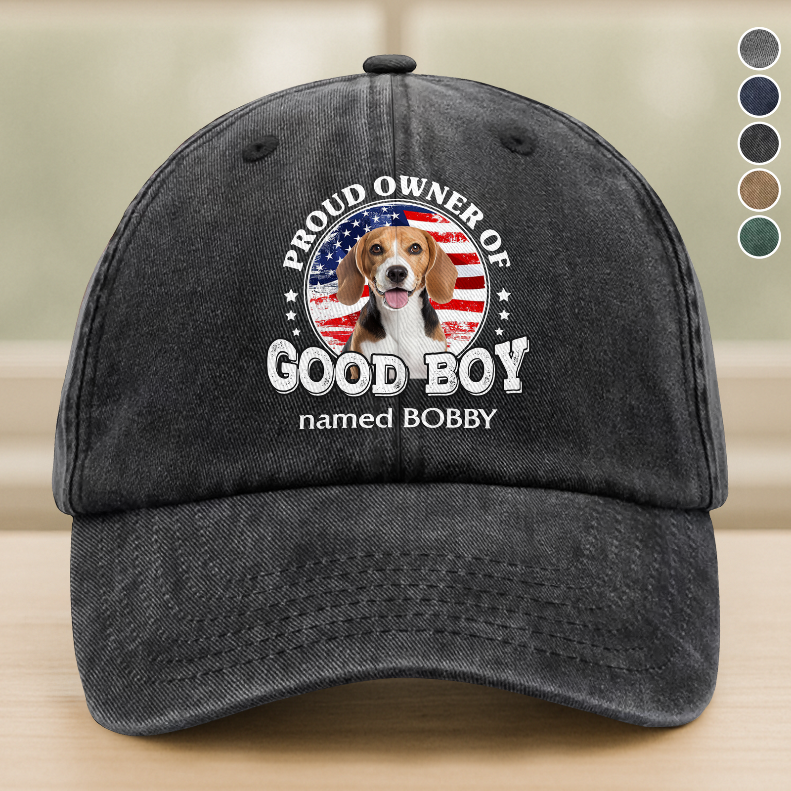 Custom Photo Proud Owner Of Good Boy Washed Denim Baseball Cap LM32 895109