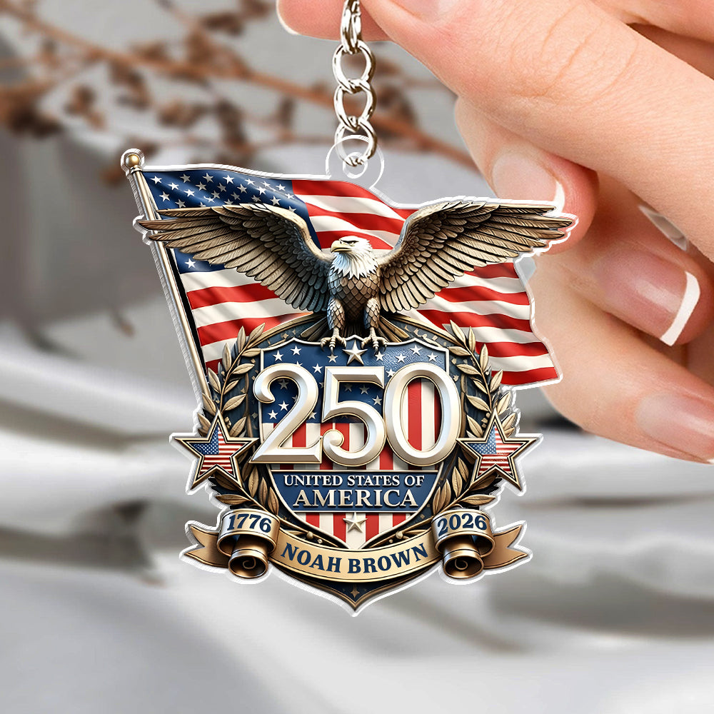 Personalized America 250th Anniversary Patriot Eagle Acrylic Keychain HA75 921024