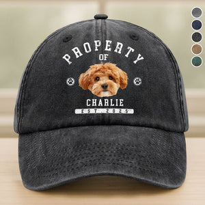 Custom Photo Property Of Dog Washed Denim Baseball Cap HA75 892484
