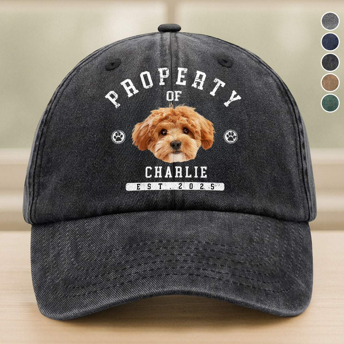 Custom Photo Property Of Dog Washed Denim Baseball Cap HA75 892484