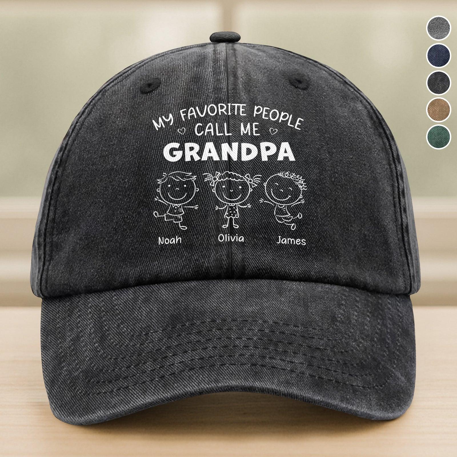 My Favorite People Call Me Daddy Vintage Washed Denim Baseball Cap Personalized Gift For Dad, Grandpa HO82 894456