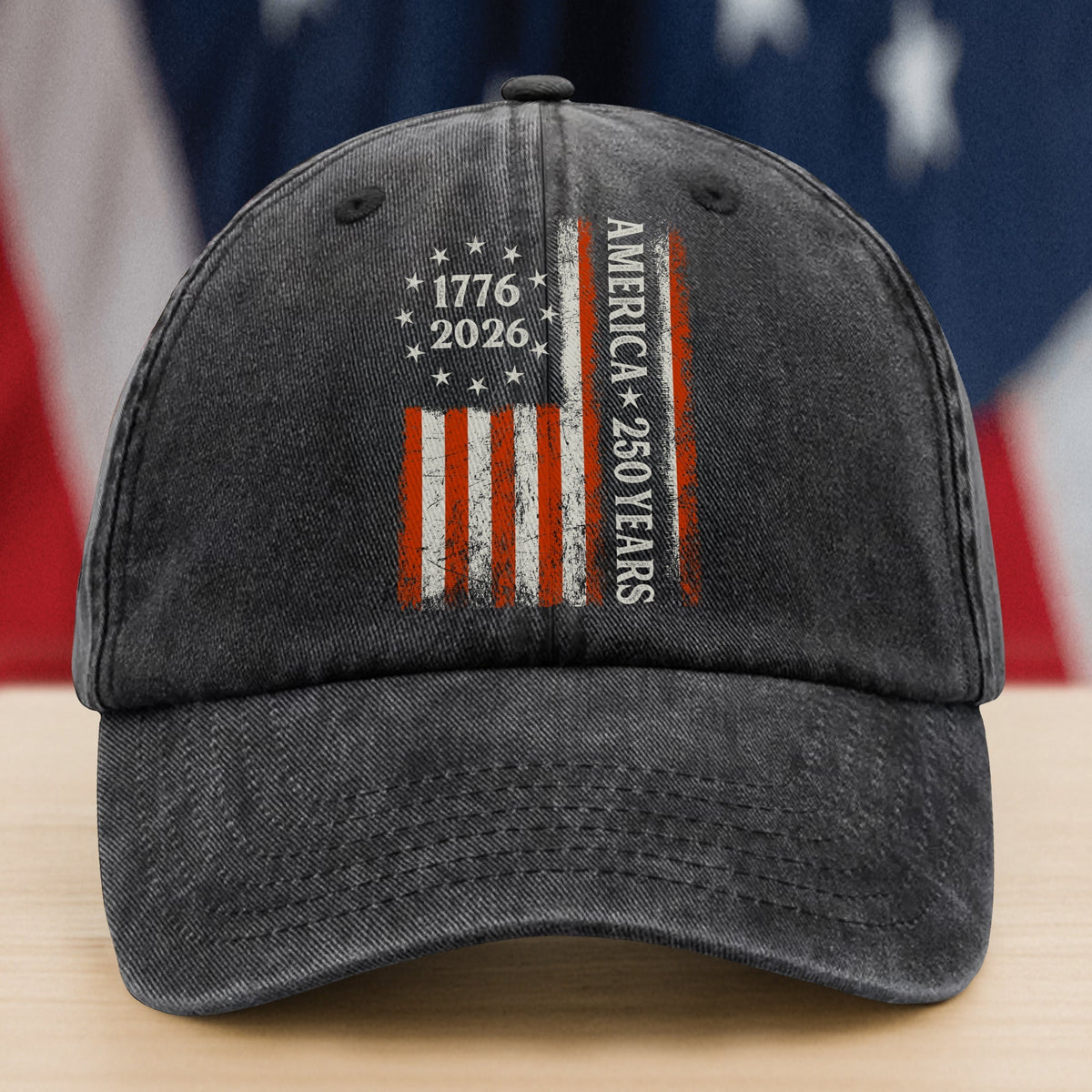 250 Years America Flag 250th Birthday 1776-2026 Washed Denim Baseball Cap HO82 894786