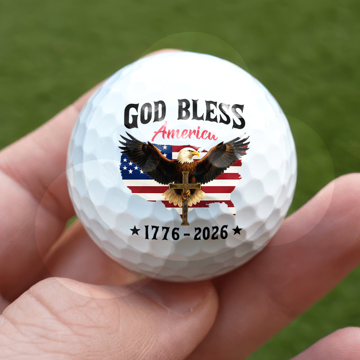 Patriotic 250th Anniversary God Bless America Eagle 1776–2026 Golf Ball TH10 169119