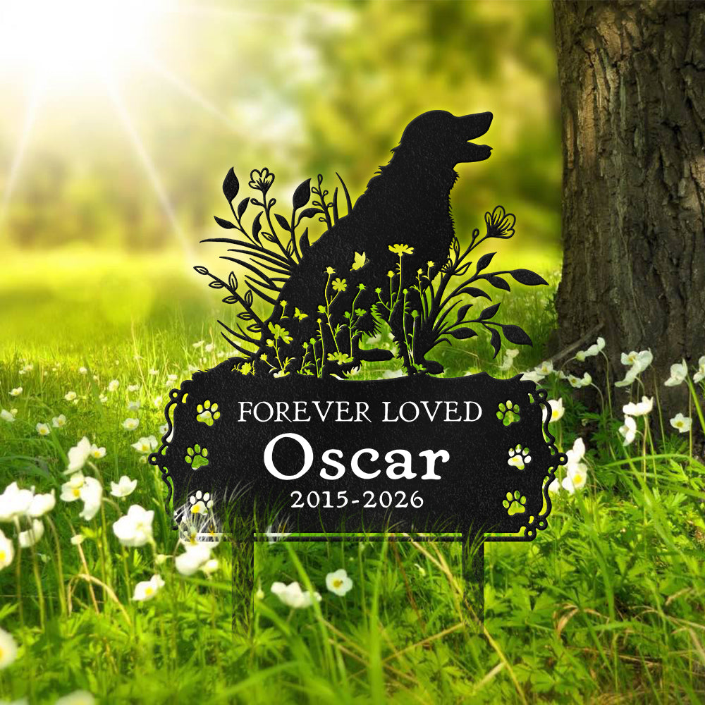 Custom Name Forever Loved Dog Grave Marker - Personalized Pet Memorial Garden Stake HO82 902186