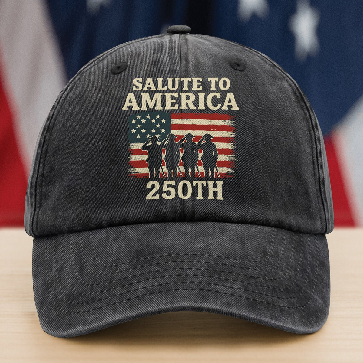 Salute To America 250th Veteran Washed Denim Baseball Cap Happy America 250 Gifts CH07 896730