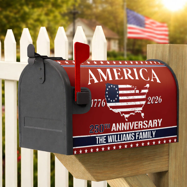 Personalized Family Name America 250th Anniversary Mailbox Cover