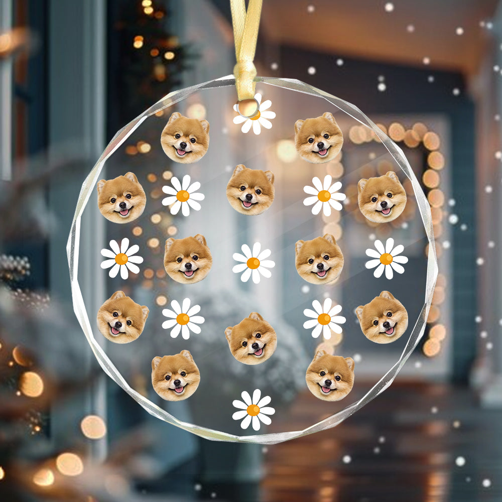 Custom Face Photo With Icon For Pet Lover Glass Ornament TH10 894293