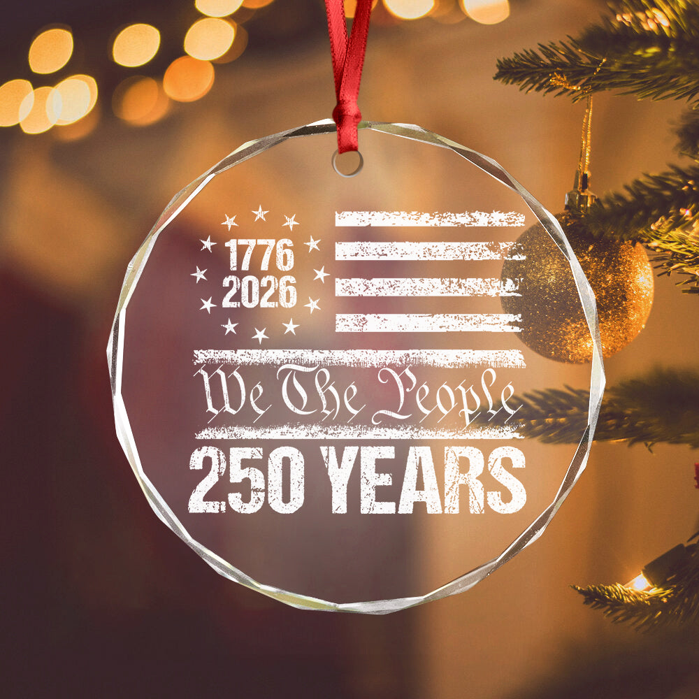 250 Years USA 250th Birthday 1776-2026 Eagle Flag Glass Ornament HO82 894570