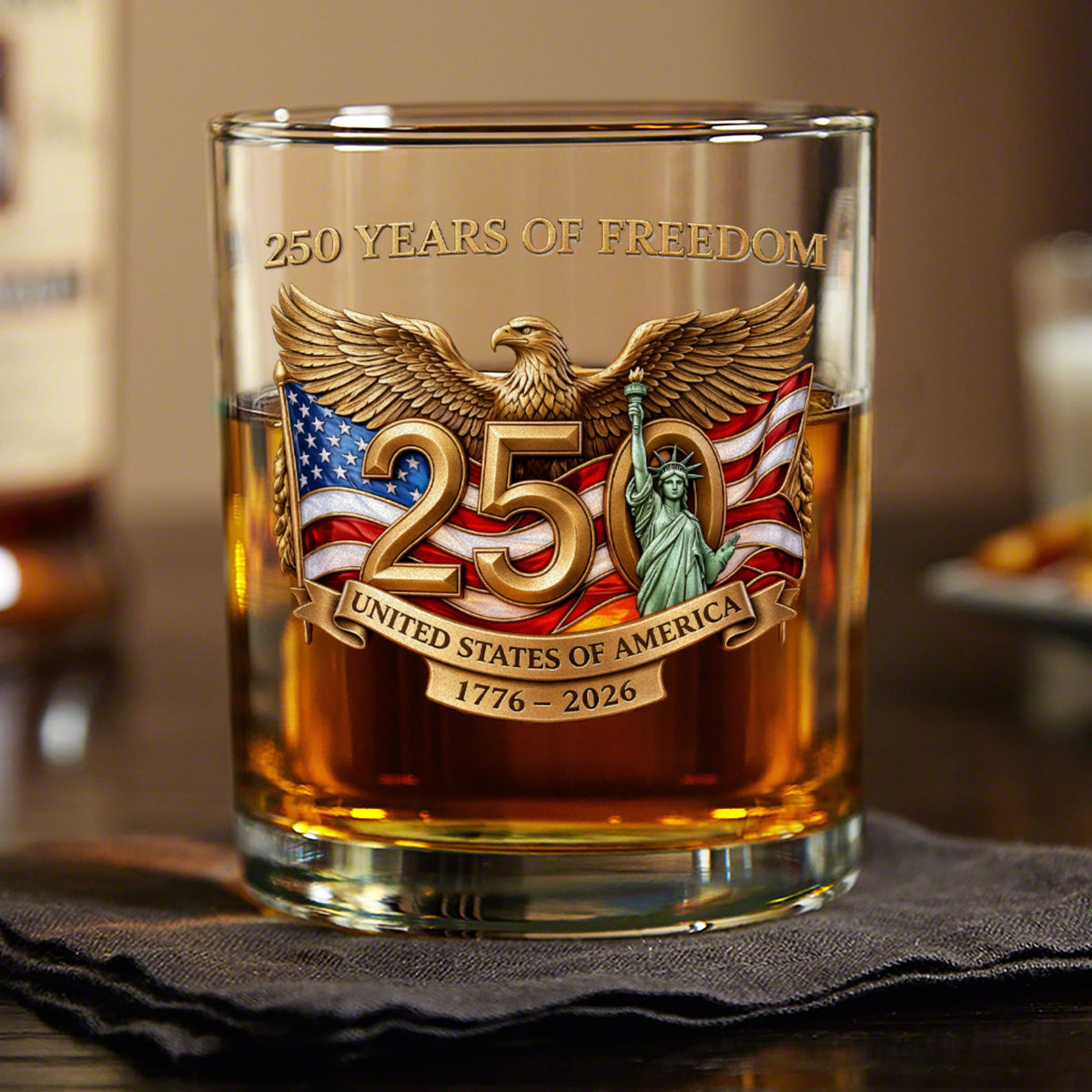250 Years Of Freedom USA 250th Anniversary 1776-2026 Whiskey Glass CH07 911190