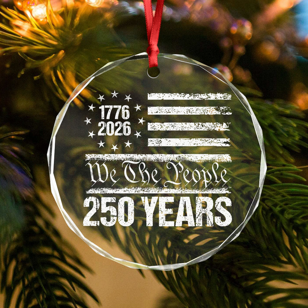 250 Years USA 250th Birthday 1776-2026 Eagle Flag Glass Ornament HO82 894570