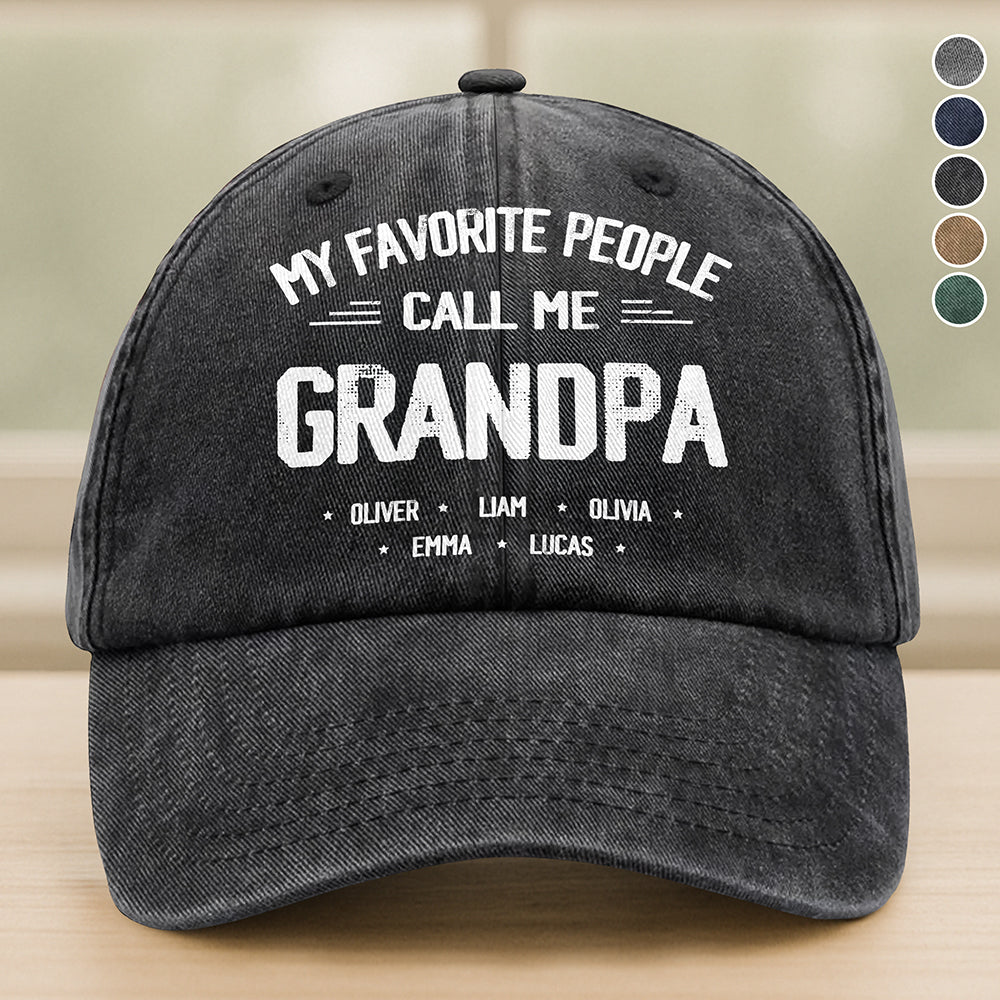 Personalized My Favorite People Call Me Daddy Vintage Washed Denim Baseball Cap HO82 894450
