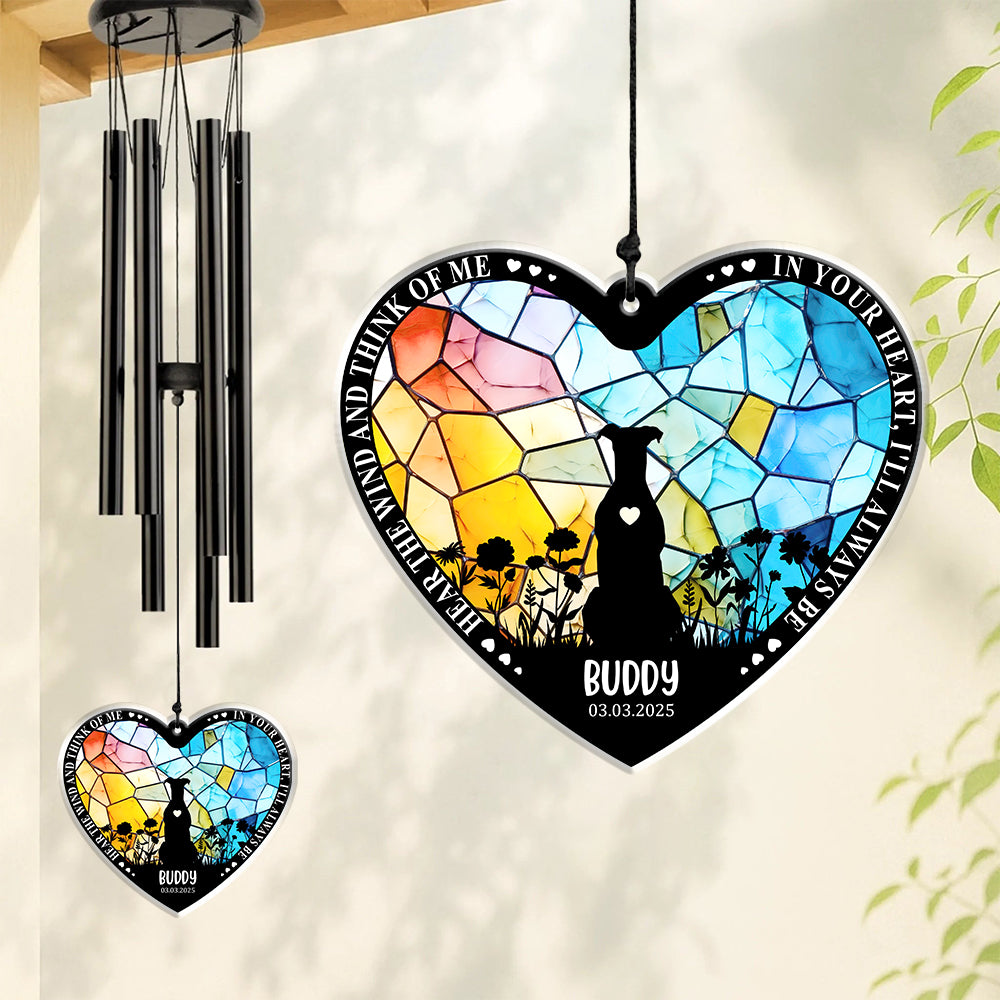 You Left Paw Prints On My Heart - Personalized Dog Memorial Acrylic Wind Chimes CH07 896238