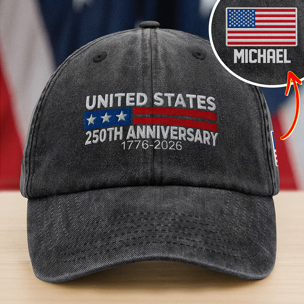 Custom Name250 Anniversary USA 1776-2026 Embroidered American Flag HA75 898810