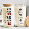 Custom Name America Dog Mom With Kid Glass Can With Lid Gift For Mom TH10 898695