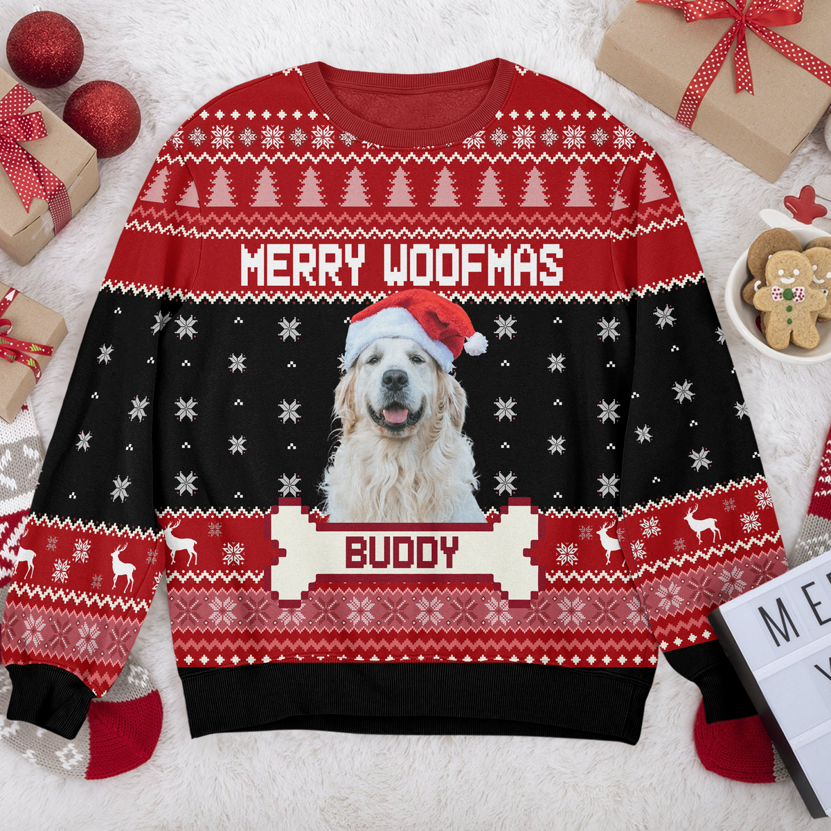 Custom Photo Merry Woofmas Feliz Navidog Ugly Sweater Christmas Gift For Dog Lovers CH07 896442