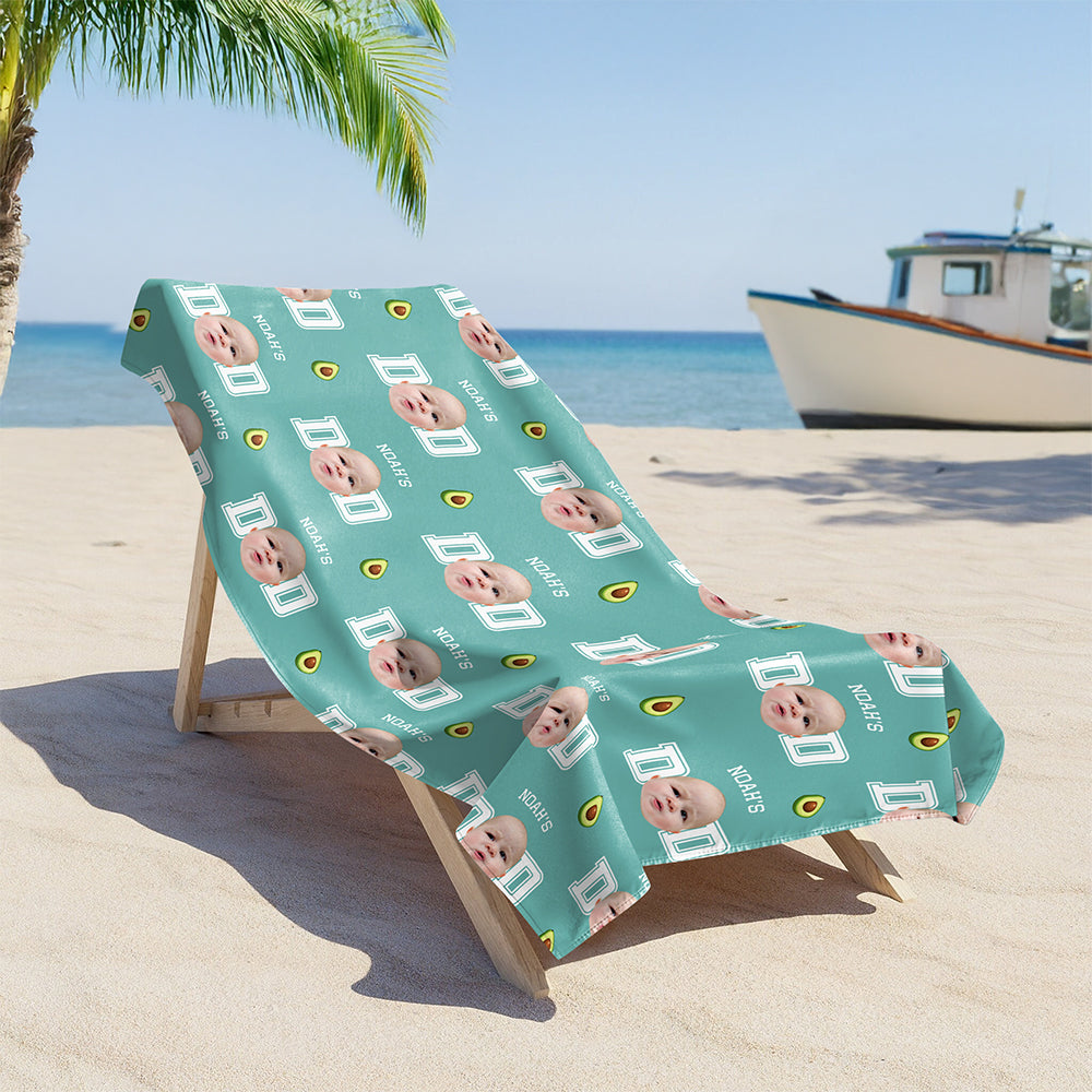 Custom Face Photo And Name With Icon Summer Beach Towel TH10 894075