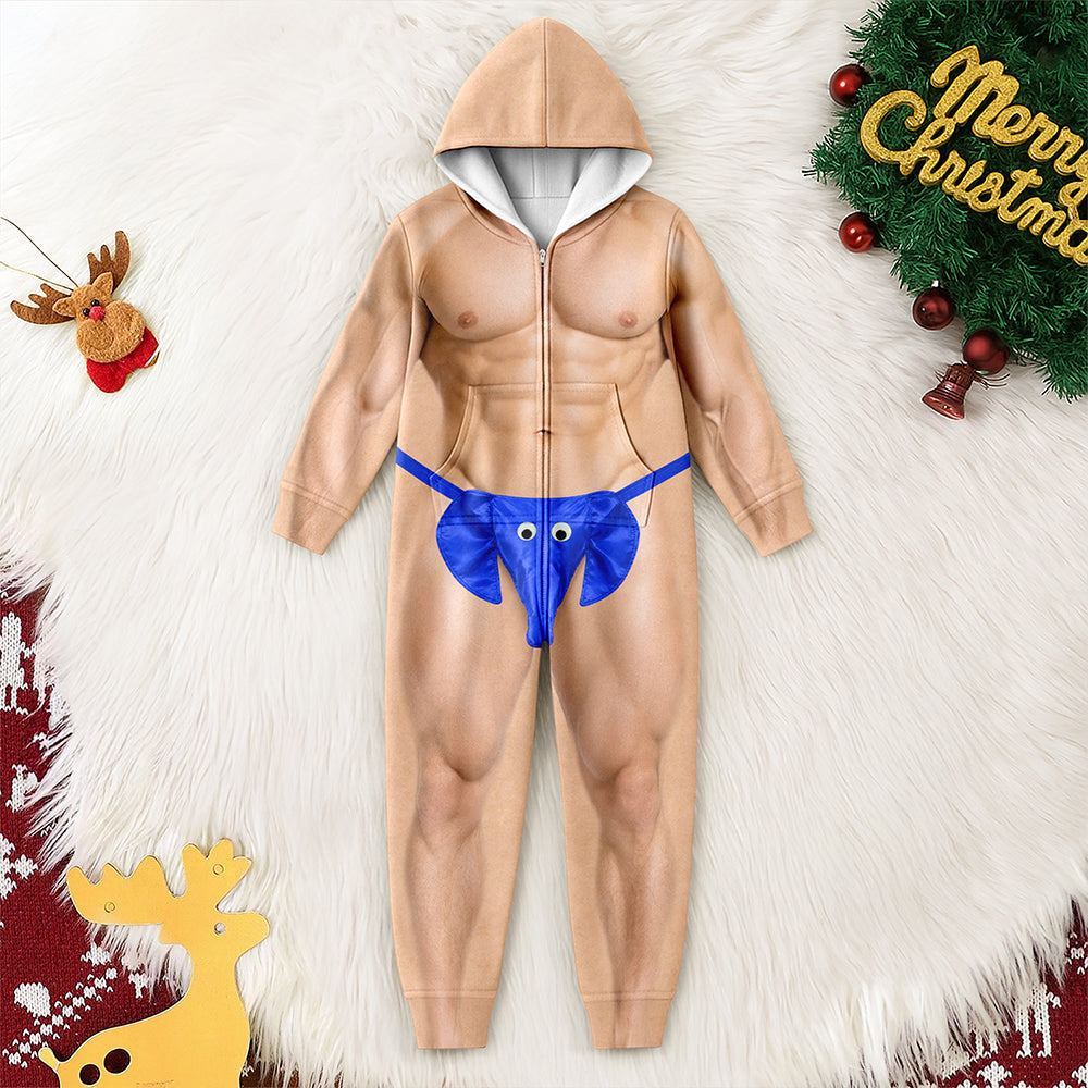 Funny Fake Underwear Elephant Hairy Body Onesie Pajamas Funny Christmas Gag Gift CH07 180578