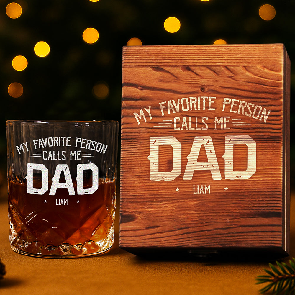 My Favorite People Call Me Papa Engraved Whiskey Glass Set with Wooden Box HA75 898036
