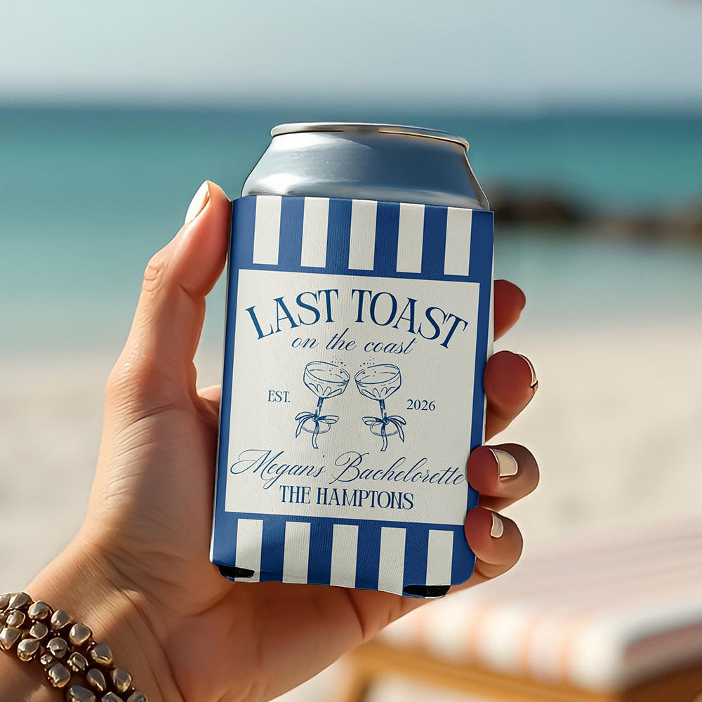 Personalized Last Toast On The Coast Bachelorette Party Print Full Can Cooler CH07 911260